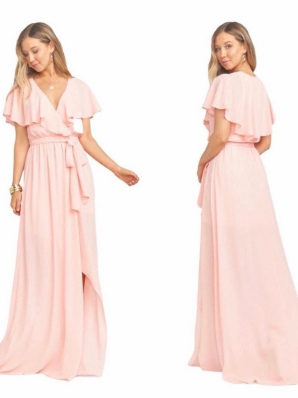 Show Me Your MuMu Audrey Pink Ruffle Wrap Maxi Dress